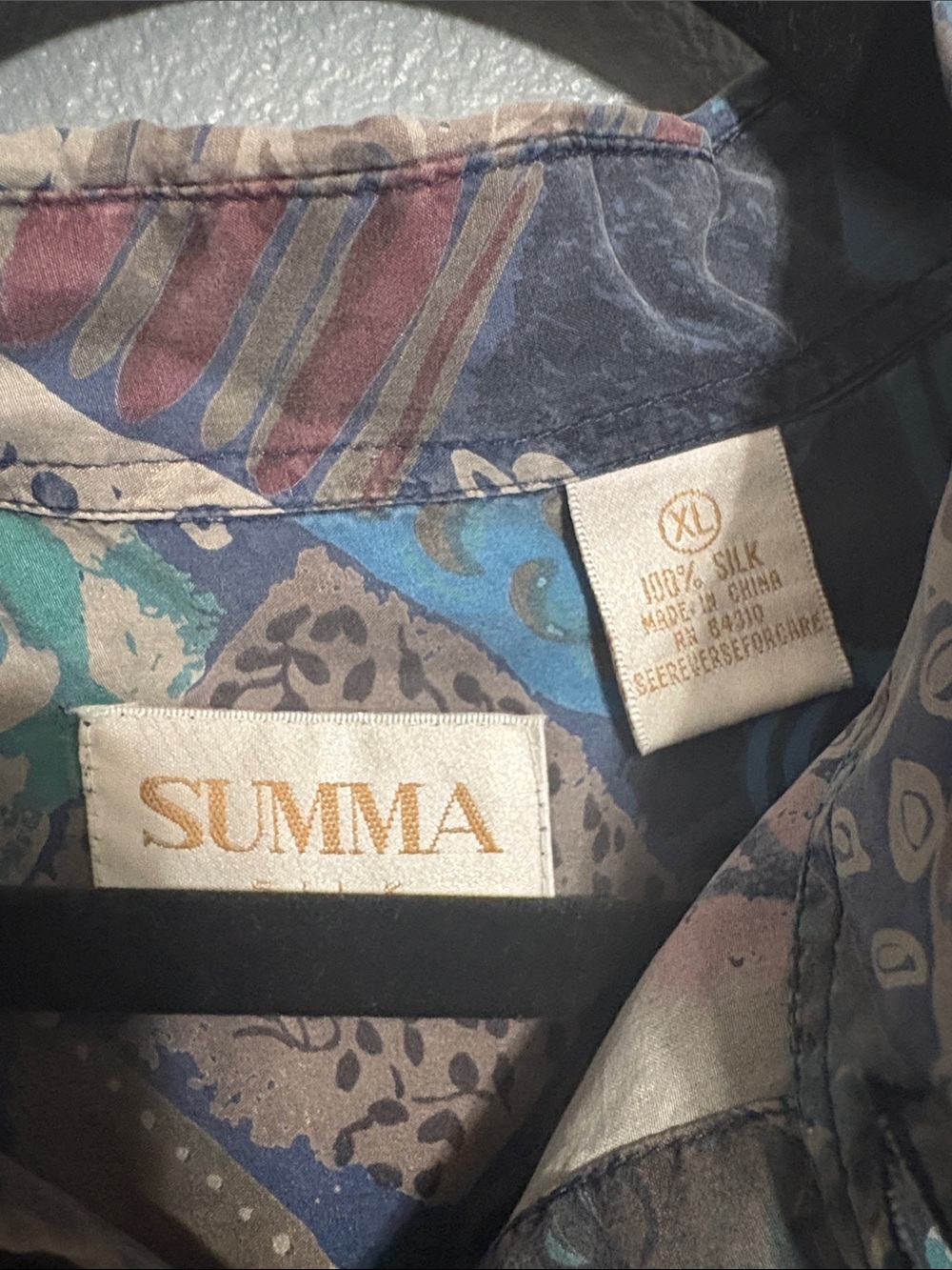 Summa 100% Silk Long Sleeve Shirts, Lot of 2, Size XL - Picture 6 of 7